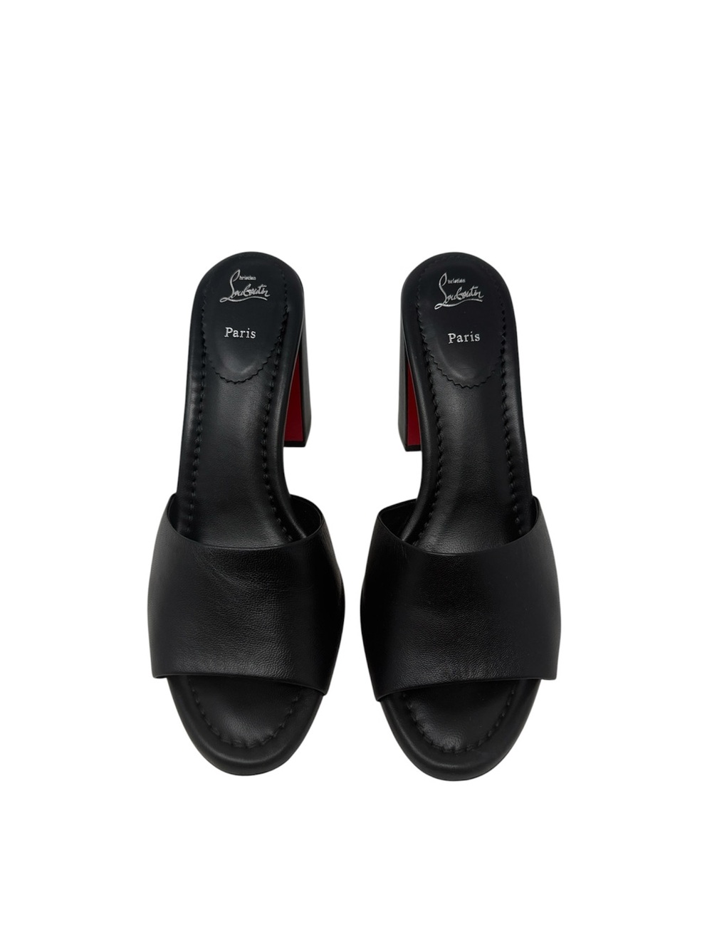 Christian Louboutin Jane 85M Black Leather Mules Sandals Size 40.5 - Picture 3 of 9